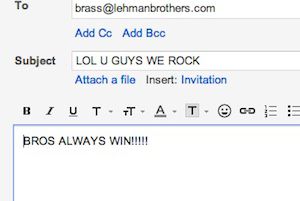 Not an actual email from Lehman Brothers